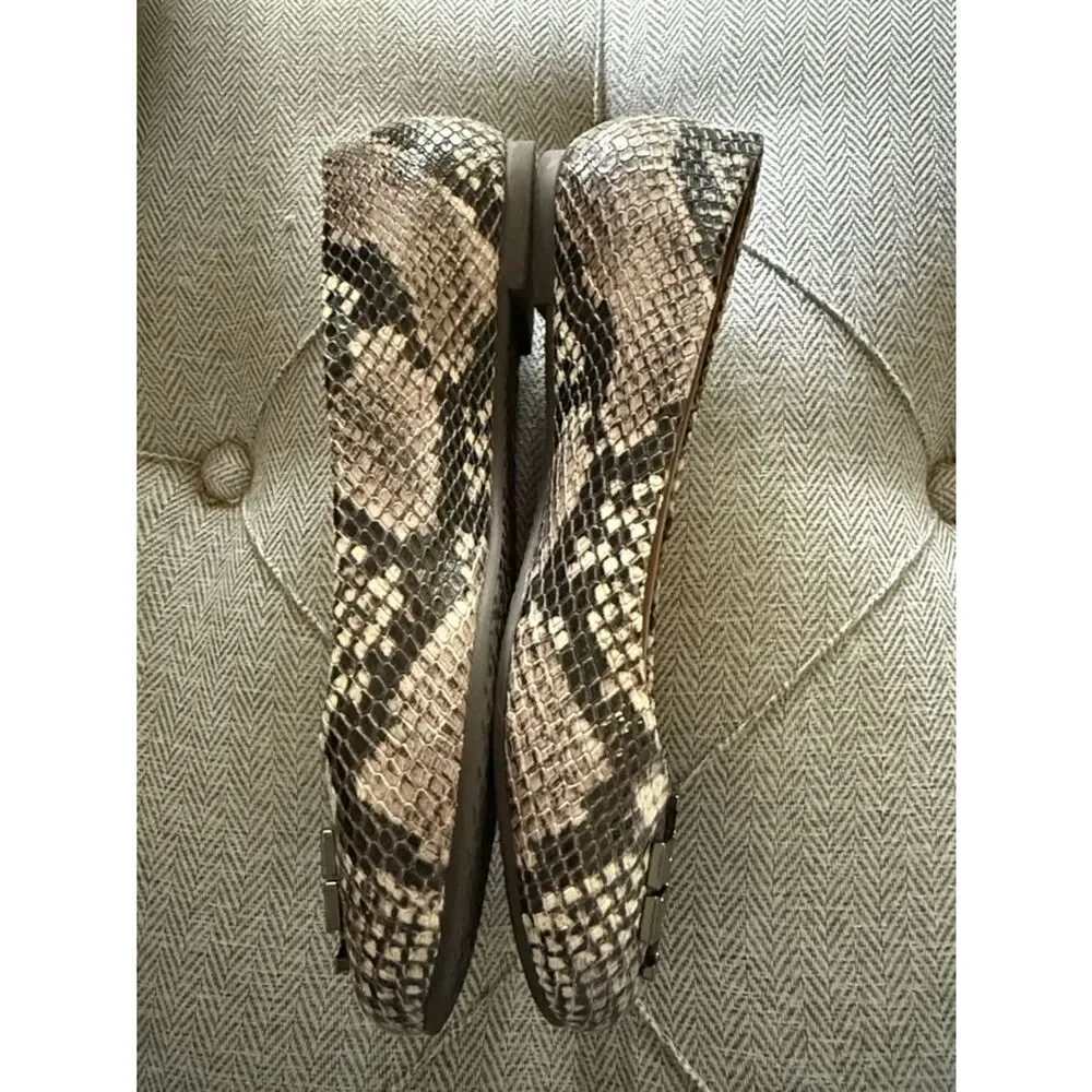 Tory Burch Lowell Neutral Snake-Print Logo Ballet Flats size 6